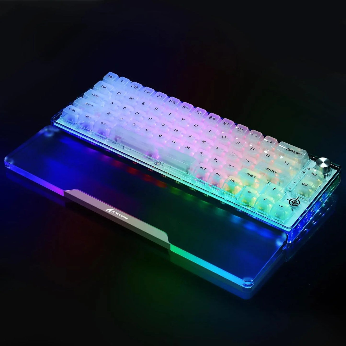 ATTACK SHARK - Acrylic Gaming Keyboard Wrist Rest Pad,Clear Ergonomic Palm Rest with Anti-Slip Base,Customized Metal Aluminum Alloy Logo for Compact 60% Computer Keyboard,Office,Home,Laptop,Mac,Easy Typing - Serious Techies