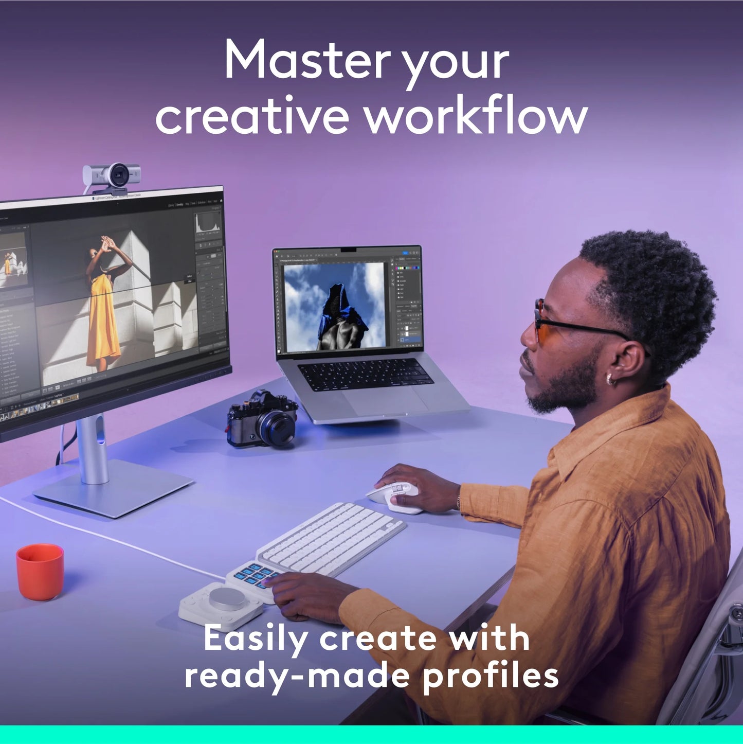 Logitech - MX Creative Console, Programmable Keypad with 9 Customizable LCD Keys and Control Dial for Graphic Design, Video Editing, Photography, Use with Adobe, Zoom, Spotify and More, Off-White - Serious Techies