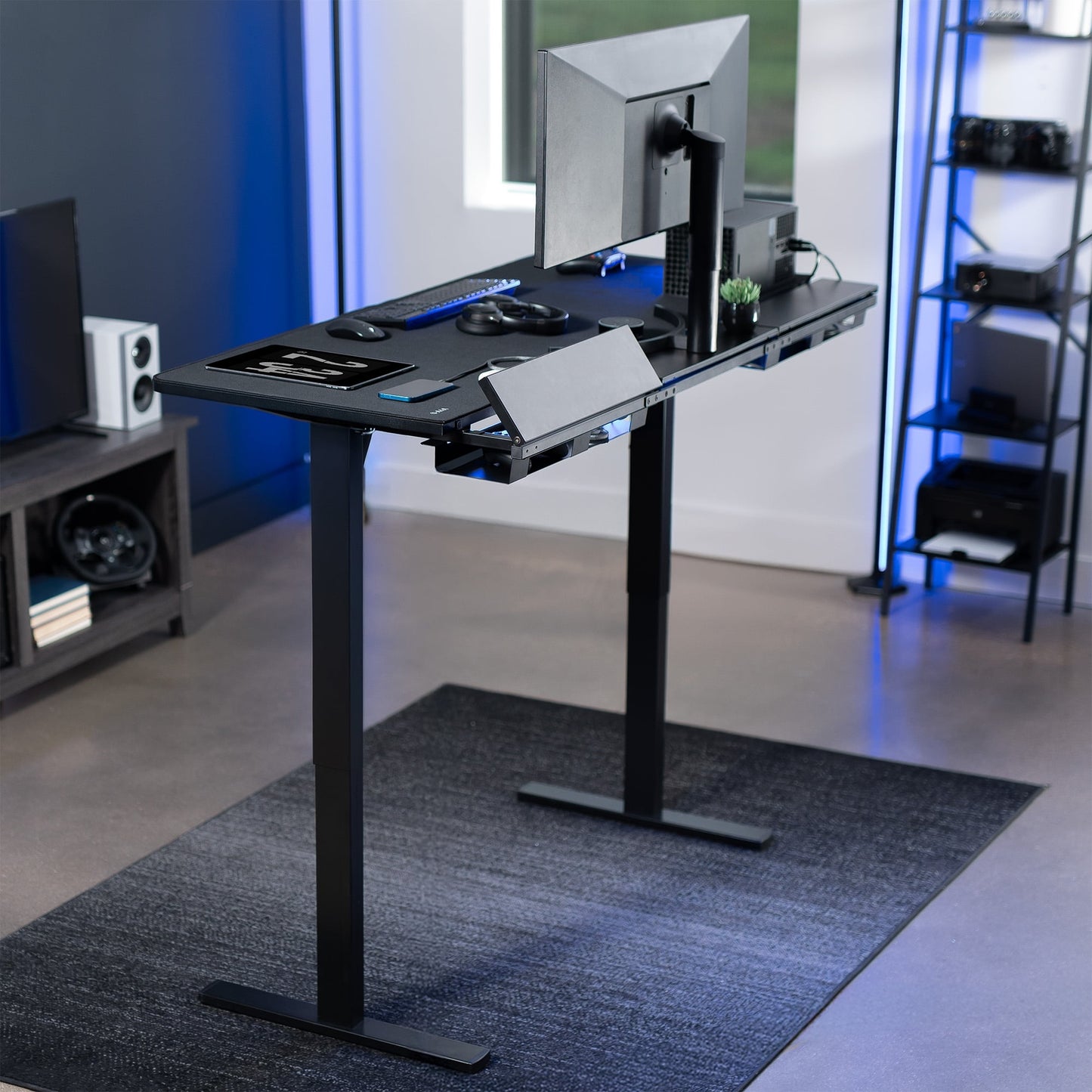 VIVO - Electric 60" X 30" Desk, Full Pad, Black Hidden Cable Tabletop, Black Frame - Serious Techies
