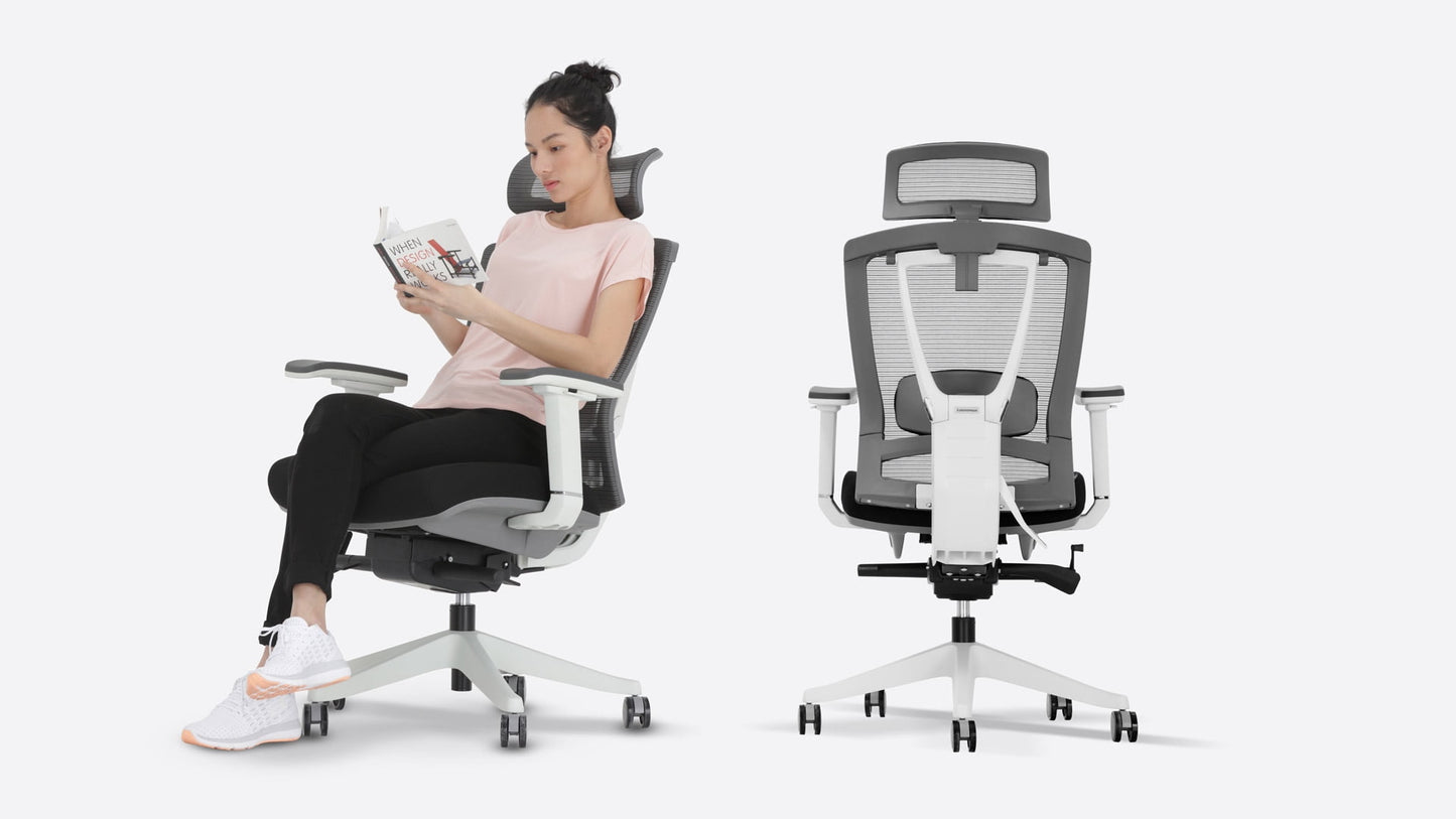 Autonomous - Ergochair Pro Office Chair Lumbar Support Black and White - Foam - Serious Techies