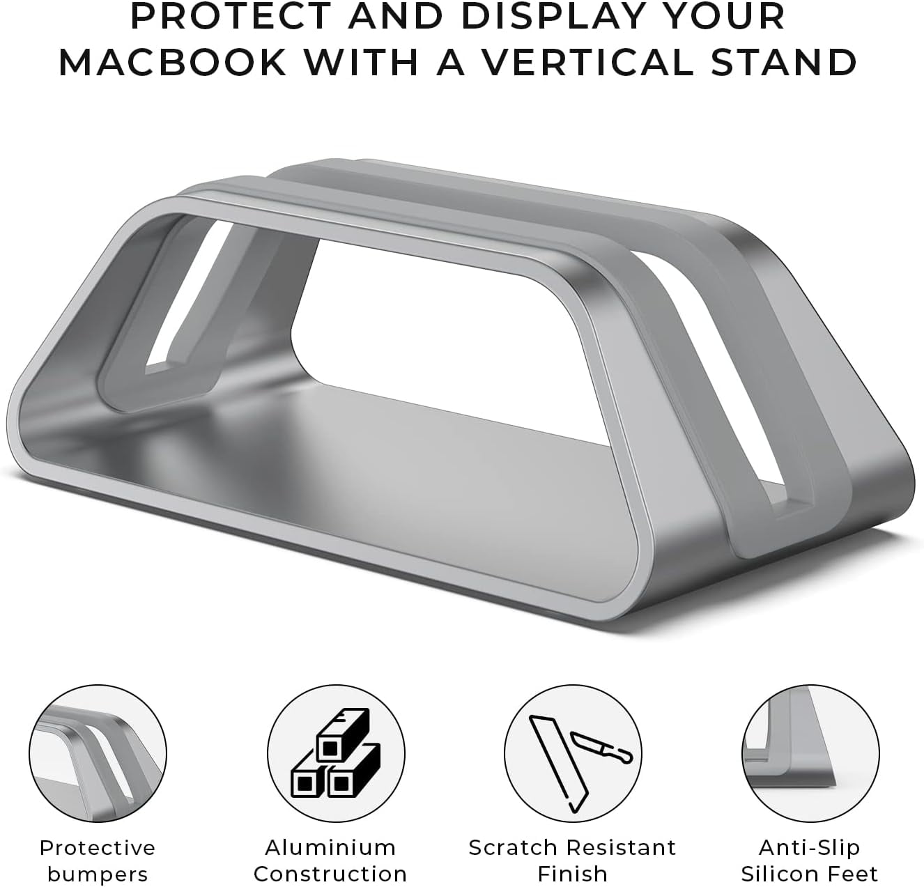 HumanCentric - Aluminum Vertical Laptop Desk Stand/Holder for Macbook, Macbook Pro , Macbook Air , Space Gray - Serious Techies