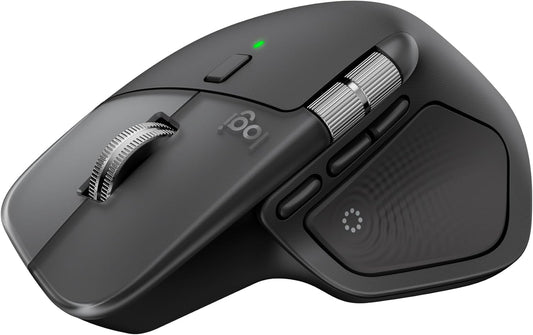 Logitech - MX Master 4 for Mac, Ergonomic Bluetooth Mouse with Advanced Performance Haptic Feedback, Ultra-Fast Scrolling, USB-C Charging, Macos, Ipados, Windows - Space Black - Serious Techies