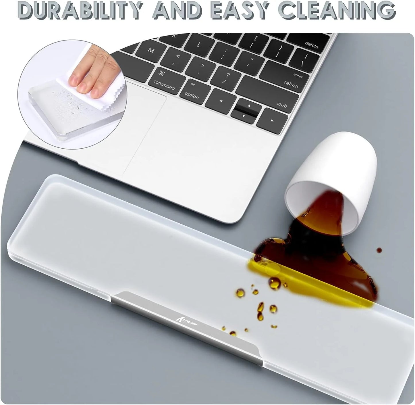 ATTACK SHARK - Acrylic Gaming Keyboard Wrist Rest Pad,Clear Ergonomic Palm Rest with Anti-Slip Base,Customized Metal Aluminum Alloy Logo for Compact 60% Computer Keyboard,Office,Home,Laptop,Mac,Easy Typing - Serious Techies