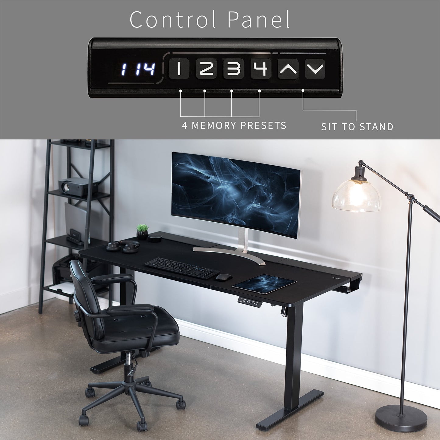 VIVO - Electric 60" X 30" Desk, Full Pad, Black Hidden Cable Tabletop, Black Frame - Serious Techies