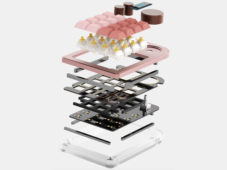 KEEBMONKEY - Megalodon Triple Knob Macro Pad Programmable Designer Mini Keyboard 16 Keys (Black) - Serious Techies