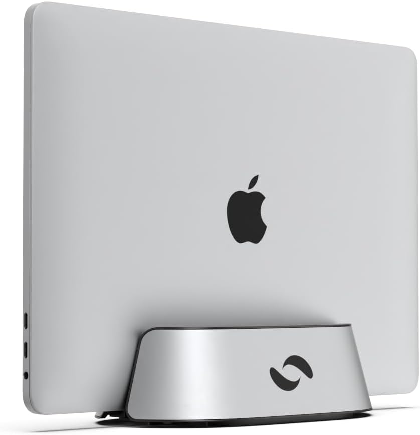 HumanCentric - Vertical Laptop Stand in Maple Wood, Upright Adjustable Holder and Dock, Laptop Vertical Stand Fits Macbook Pro and Other Laptops .5" to 1.5", Clamshell Compatible - Serious Techies