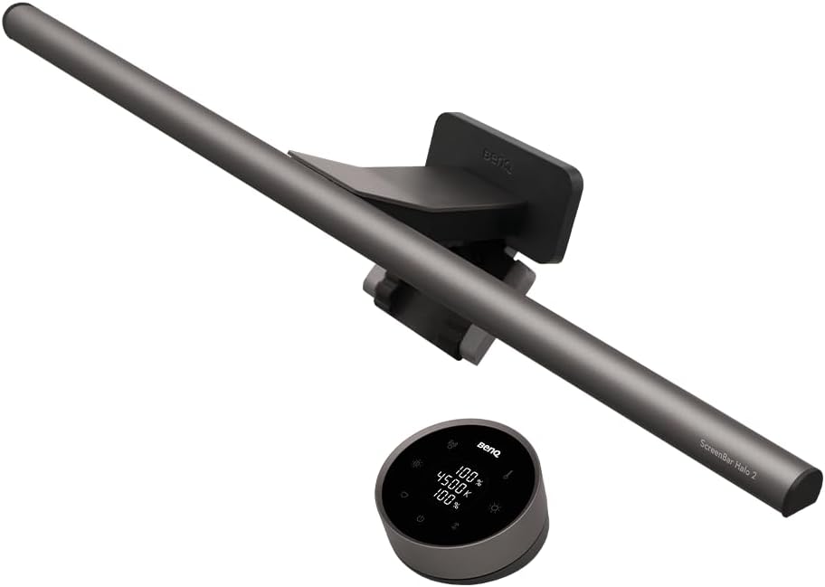 Screenbar Halo 2 LED Monitor Light - Wireless Controller, Backlight, Motion Sensor, Adjustable Brightness/Color Temperature, Eye-Care Light Bar, No Screen Glare, Space Saving, USB Powered