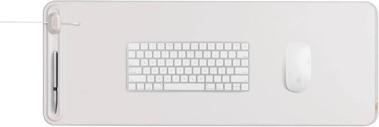 Orbitkey - Premium Leather Desk Mat Slim | Multi-Purpose & Waterproof Table Protector Accessory for Work Home Gaming Office Keyboard Mat Organizer | 31.4" L X 12.2" W X 0.19" H, Anti-Slip, Stone Finish - Serious Techies