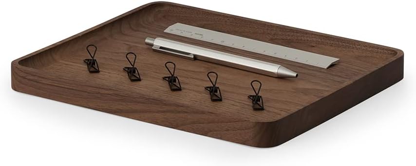 Oakywood - Handcrafted Wooden Catchall Tray - Wooden Desk Organiser - Made in the EU - Natural Wood Desktop Storage - Customizable in 3 Sizes - Natural Walnut - 24X20 Cm (9.4"X7.9") - Serious Techies