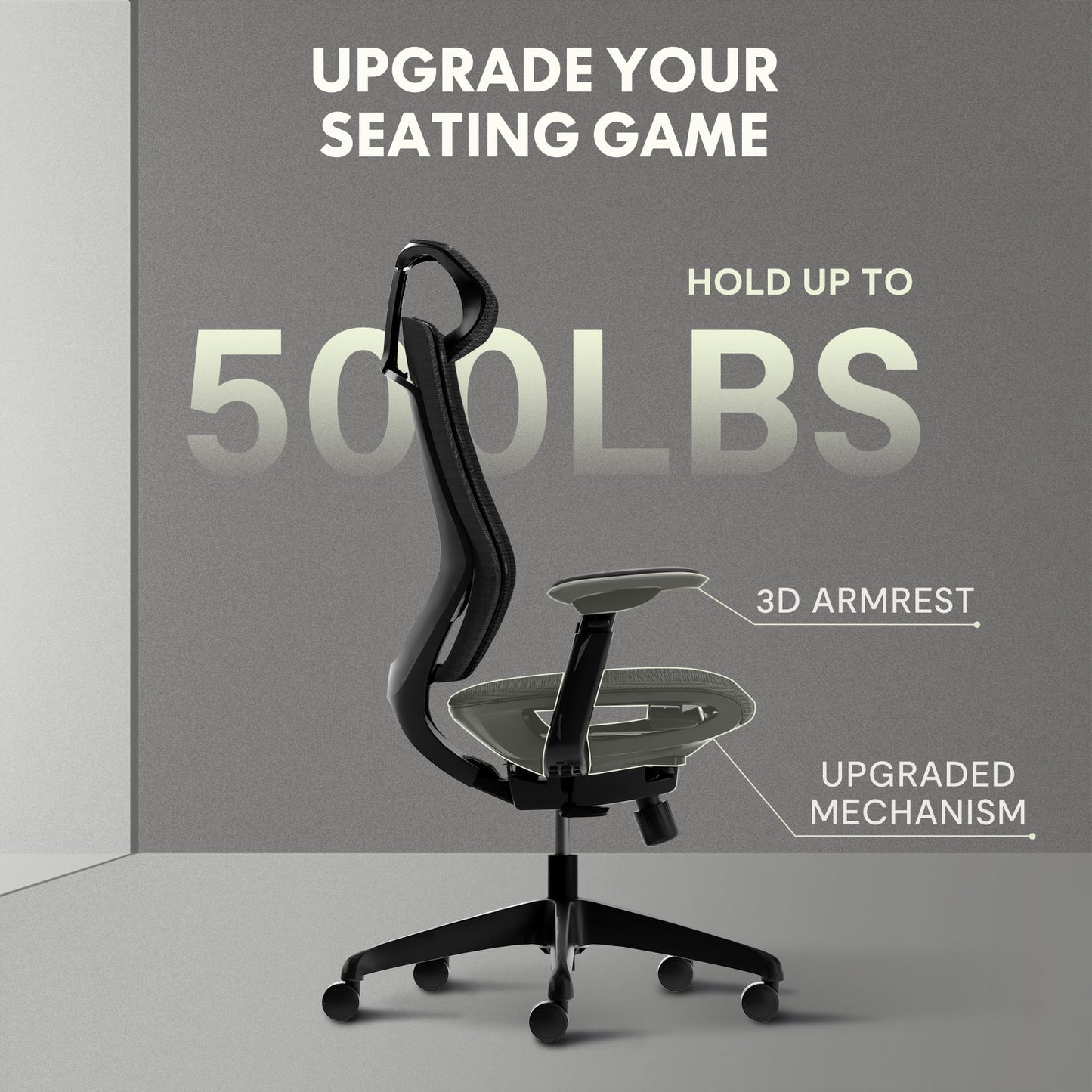 FlexiSpot - 500 LBS Big and Tall Office Chair, Heavy Duty Mesh Ergonomic Chair with High Back, 4D Armrest, Lumbar Support and Tilt Function for Home Office, Black - Serious Techies