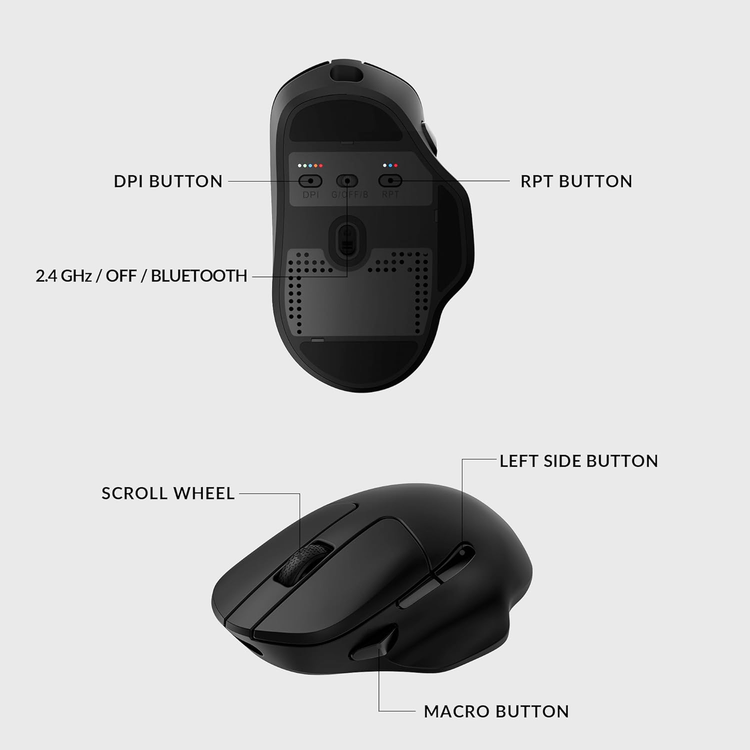 Keychron - M7 Wireless Computer Mouse, 26K DPI Optical Computer Mouse, 2.4 Ghz/Bluetooth/Wired with Macro Button 63G Lightweight Ergonomic, up to 70 Hours Worktime for Laptop Macos/Windows - Black - Serious Techies