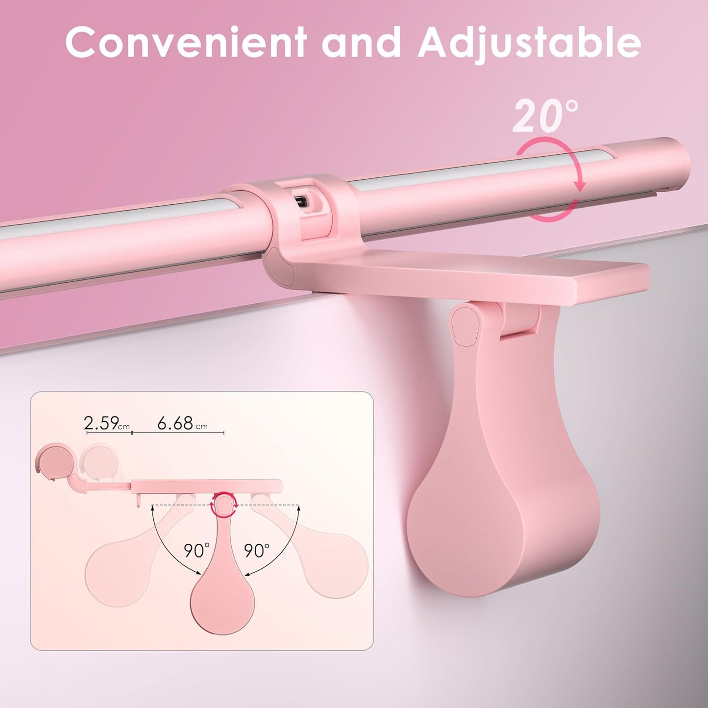Quntis - Pink Monitor Light Bar with Remote, Eye-Care No Glare, Space Saving Computer Desk Lamp as Gifts for Girls, Stepless Dimming, Modern Aesthetic Desk Light Bar for Home Office Gaming Reading - Serious Techies