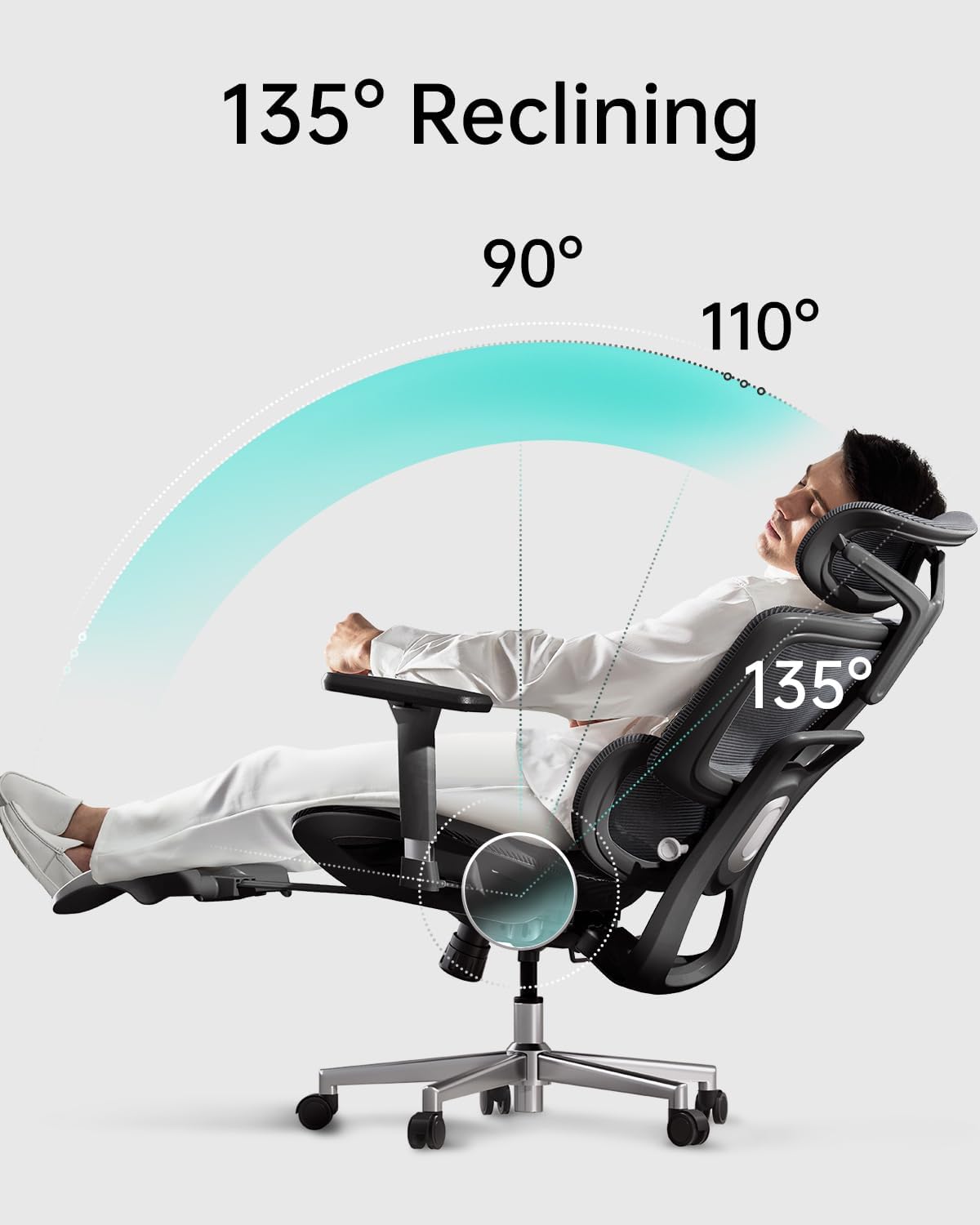 Ergonomic Office Chair with 3D Adjustable Armrests, Adjustable Lumbar Support High Back for Computer Chair, Big and Tall Mesh Office Chair, Home Office Desk Chairs Black