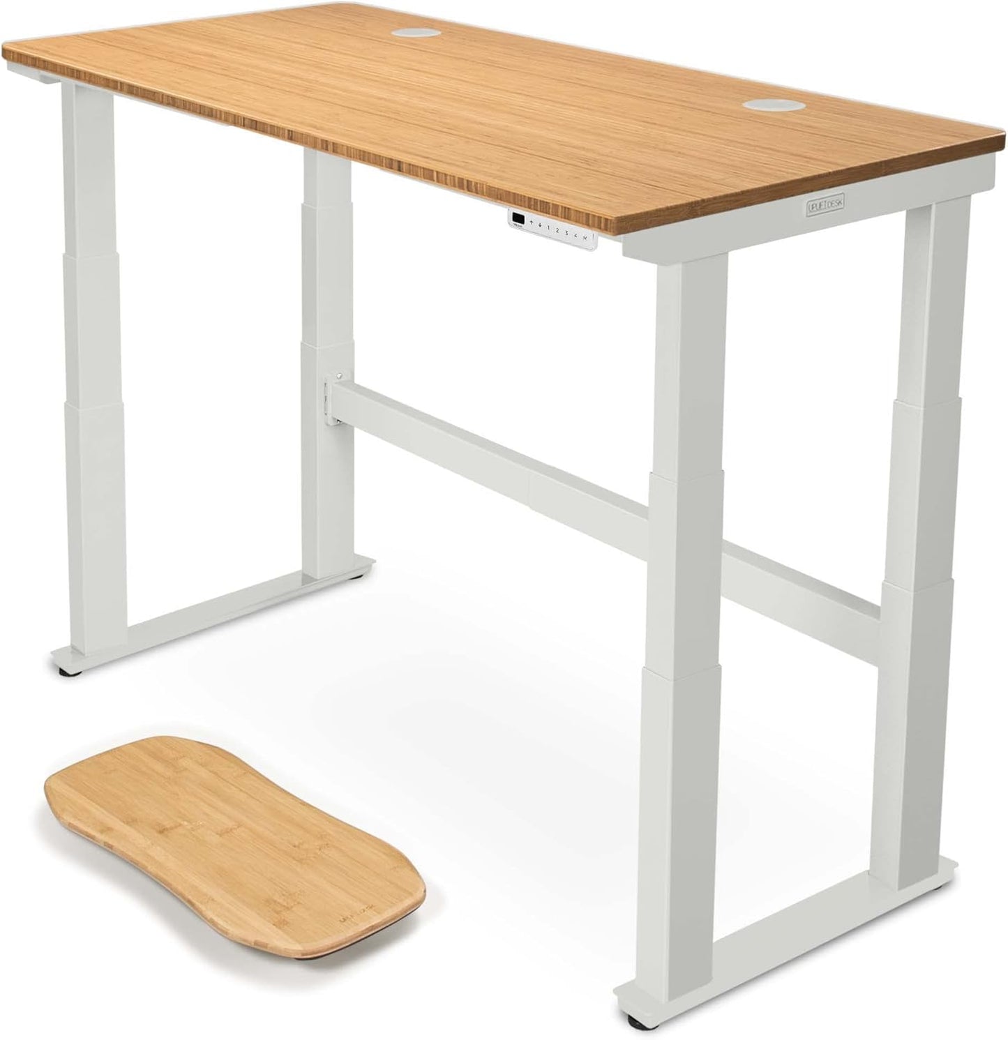Uplift - Bamboo Curve (60 X 30 Inch) Electric Standing Desk V2-Commercial (Black) 4-Leg Adjustable Stand up Desk, Advanced Keypad, Wire Grommets, Wire Management Tray, Bamboo Rocker-X Board - Serious Techies