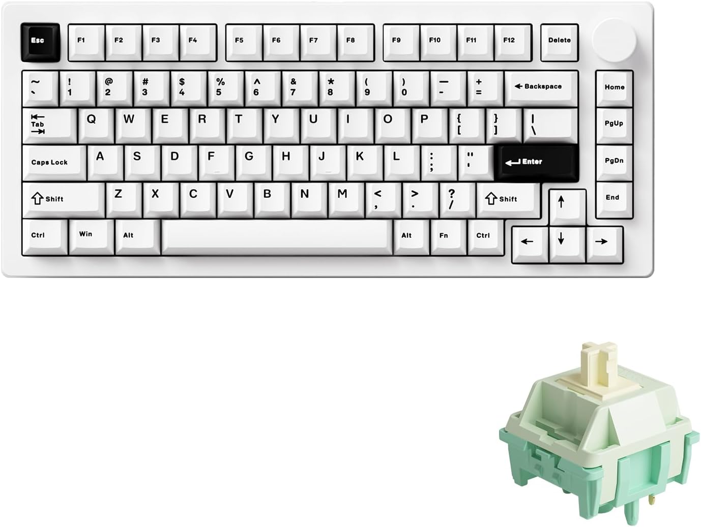 MONSGEEK - M1 V5 Aluminum Mechanical Keyboard 75% Topographic Theme Quick Release Gaming Keyboard with Knob, 8000 Mah RGB Hot-Swappable Black Custom with Side-Printed Keycaps Pre Lubed Piano Switch