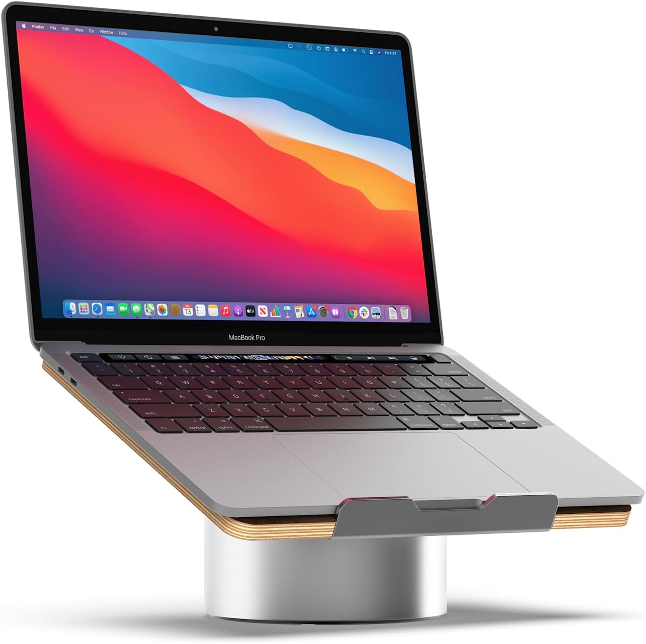 HumanCentric - Laptop Riser for Desk in Black Walnut Wood Top and Space Gray Aluminum Base, Compatible with Macbook and Other Laptops up to 16 Inches, Ergonomic Computer Holder, 25-Degree Angle Tilt - Serious Techies