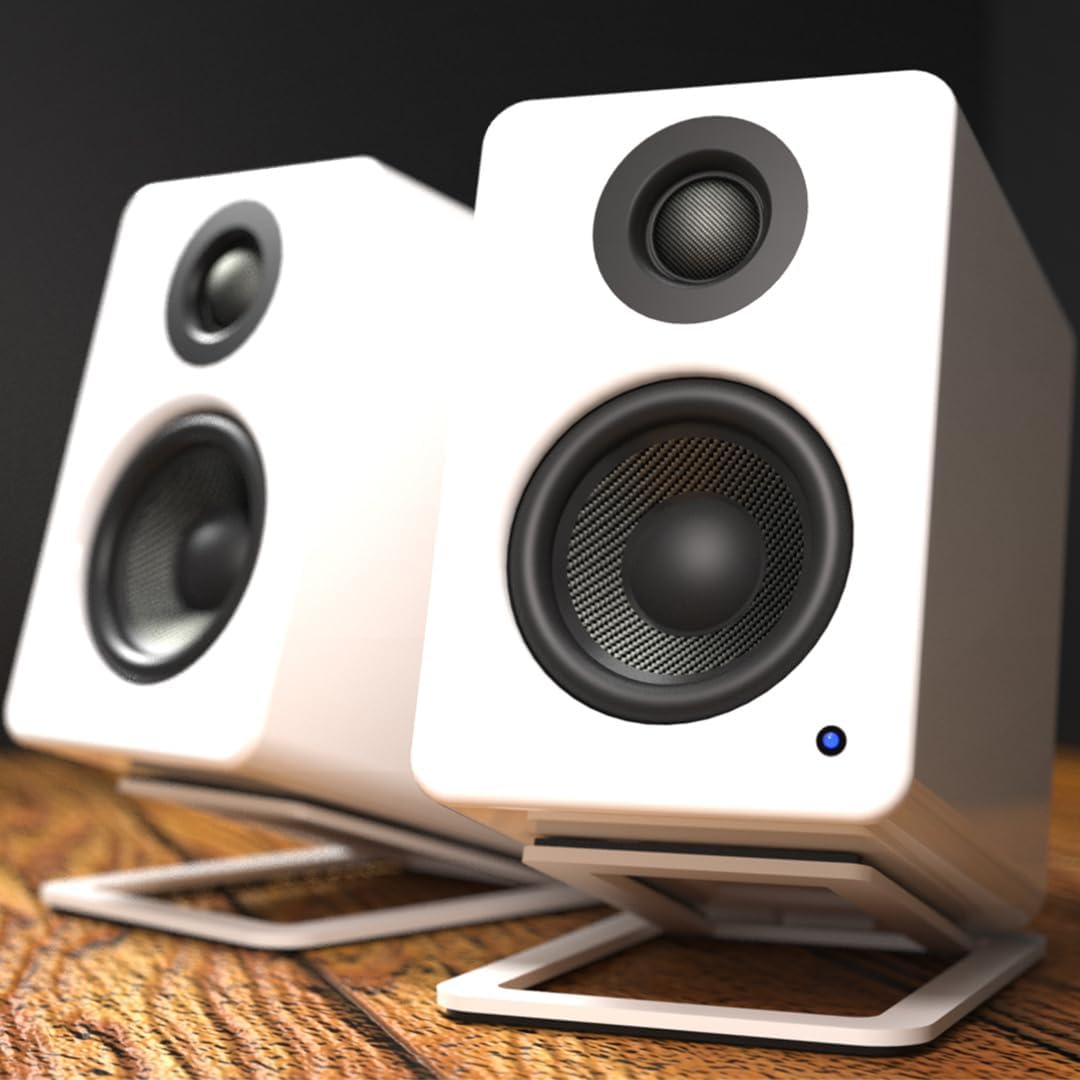 Kanto - YU2MW PC Gaming Desktop Speakers | 3" Composite Drivers | 3/4" Silk Dome Tweeter | Class D Amplifier | 100 Watts | Built-In USB DAC | Subwoofer Output | Pair | Matte White - Serious Techies
