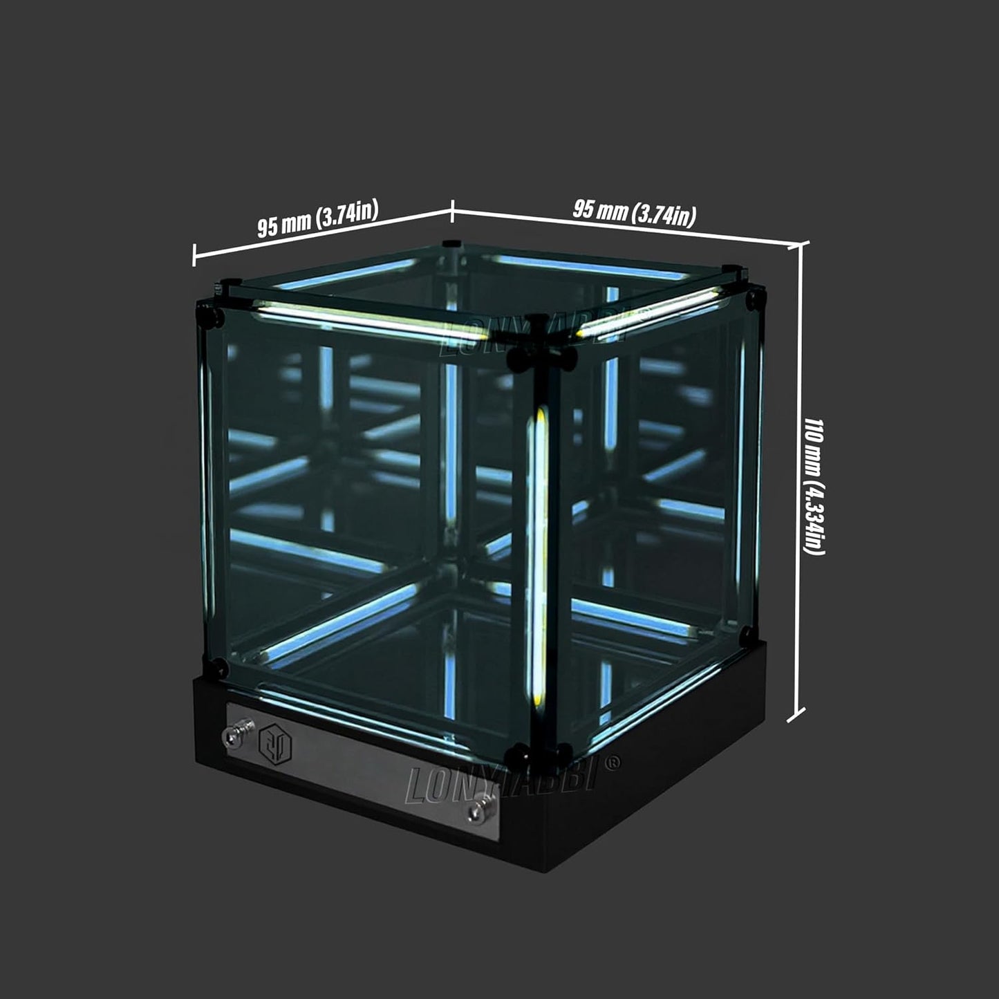 Lonyiabbi - Mirror Night Light – 4D Acrylic Cube LED Bedside Lamp, Abyss Effect Touch Dimmable Mood Light, Rechargeable USB-C Gamer Desk Decor, Futuristic Ambient Light for Bedroom - Serious Techies