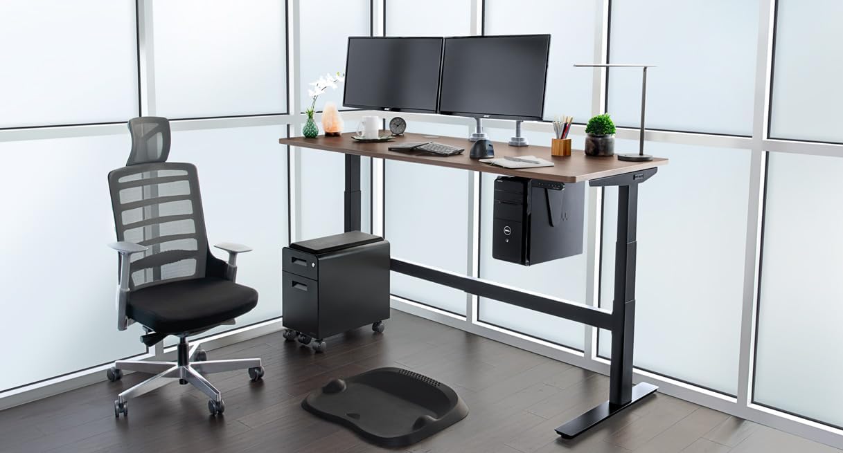 Uplift - Desk 2-Leg V2-Commercial C-Frame Height Adjustable Standing Desk Frame (Black), No Desktop, Advanced Memory Keypad, Free Wire Tray - Serious Techies