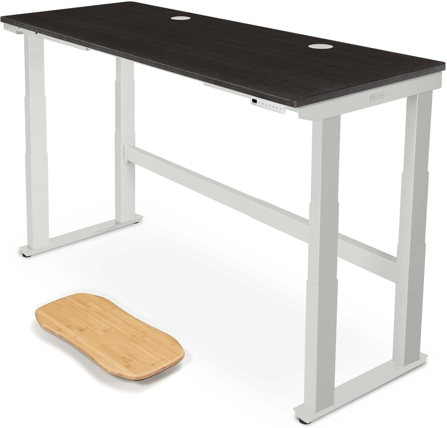 Uplift - Bamboo Curve (60 X 30 Inch) Electric Standing Desk V2-Commercial (Black) 4-Leg Adjustable Stand up Desk, Advanced Keypad, Wire Grommets, Wire Management Tray, Bamboo Rocker-X Board - Serious Techies
