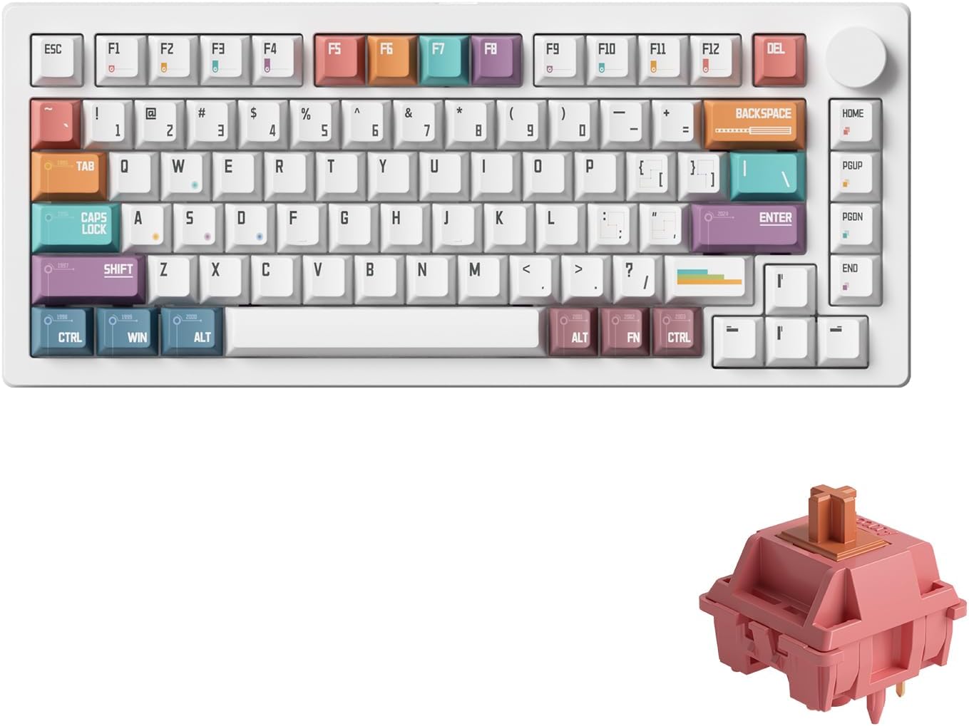 MONSGEEK - M1 V5 Aluminum Mechanical Keyboard 75% Topographic Theme Quick Release Gaming Keyboard with Knob, 8000 Mah RGB Hot-Swappable Black Custom with Side-Printed Keycaps Pre Lubed Piano Switch
