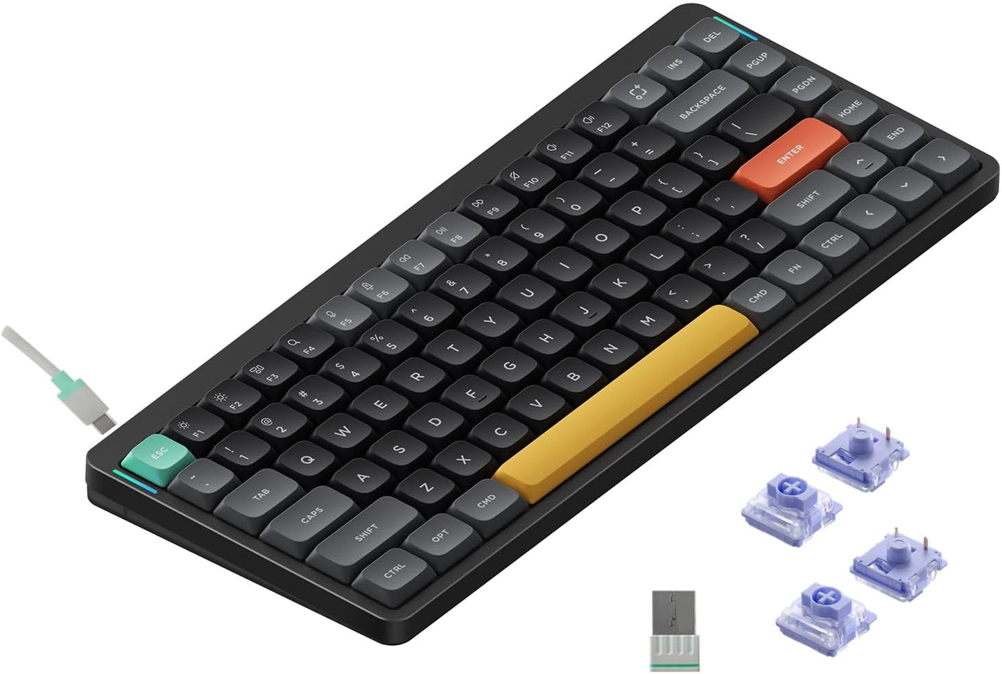 Nuphy - Air75 V2 Portable 75% Low Profile Keyboard,84 Keys RGB Backlight Wireless Mechanical Keyboard,Supports Bluetooth/2.4G/Usb-C,Compatible with Windows/Mac Os/Linux Systems-Black Gateron Moss Switch - Serious Techies