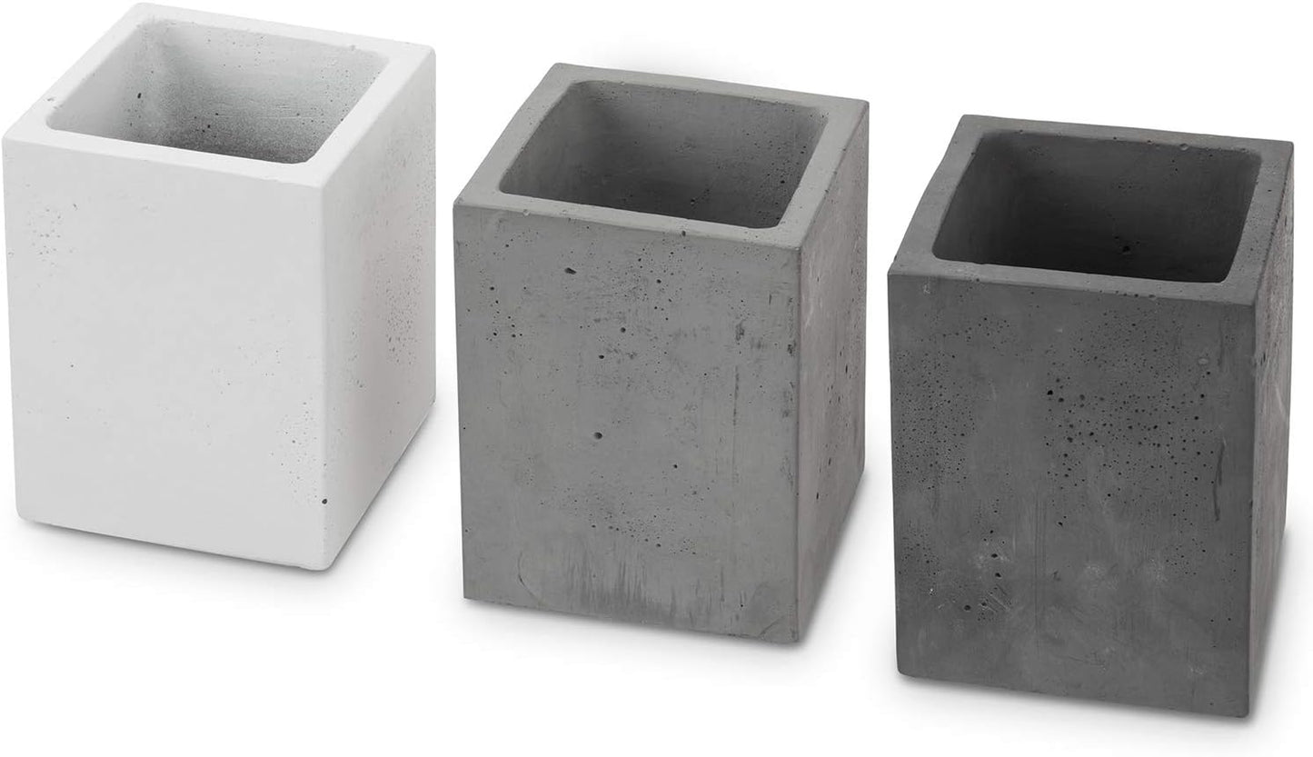 MyGift - Pen Holder Pencil Holder for Desk,Pen Cup Holder for Desk,Concrete Desktop Pencil Cup,Modern Gray-Tone,Set of 3 - Serious Techies