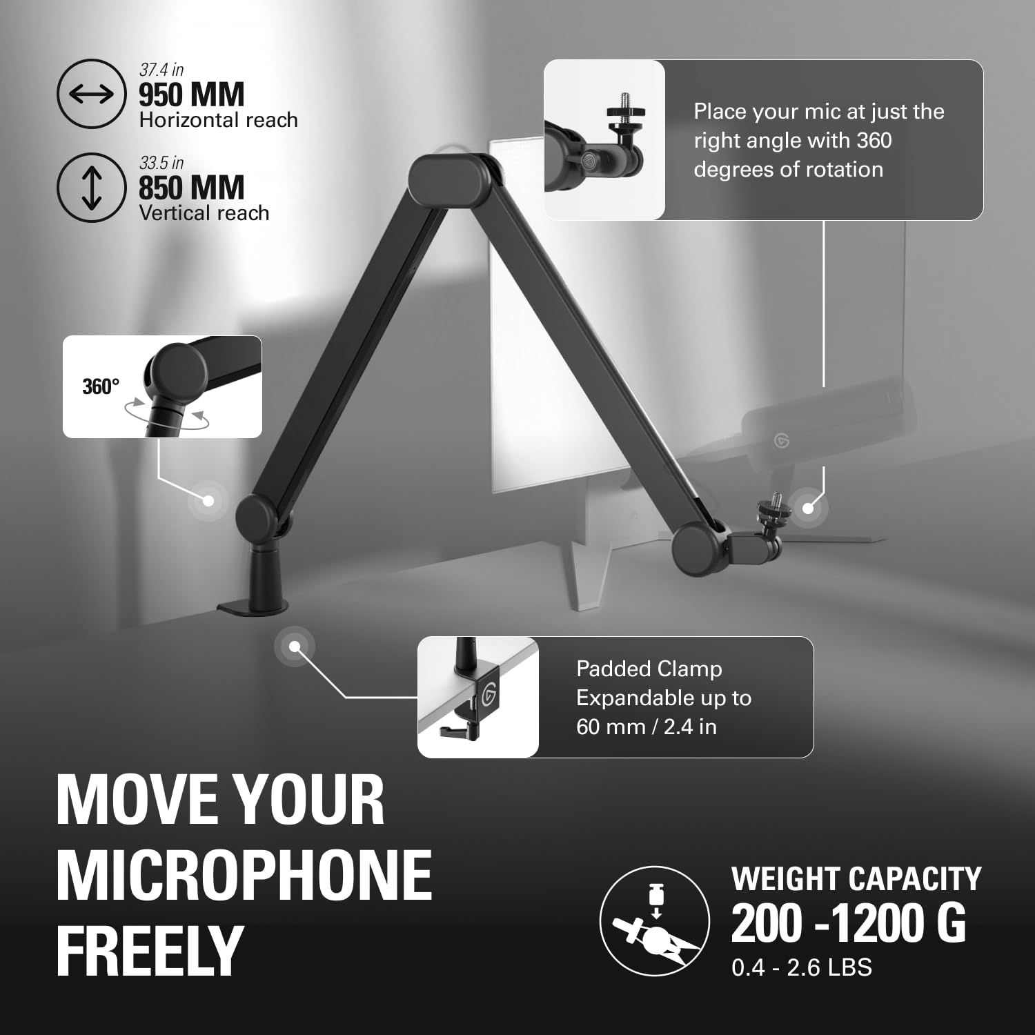 Elgato - Wave Mic Arm – Studio Boom Arm for Streaming & Podcasting, with Cable Channels, Desk Clamp, Riser Extension – for USB & XLR Microphones - Serious Techies