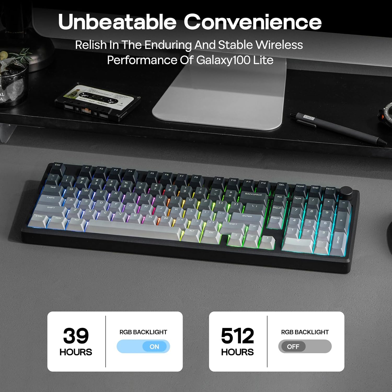 EPOMAKER - Galaxy100 Lite QMK/VIA Gaming Keyboard with 8000Mah Battery and Numpad, 1800 Aluminum Mechanical Keyboard, Usb-C/Bt/2.4Ghz, Hot-Swap, Creamy Sound (Black, Wisteria Linear Switch) - Serious Techies