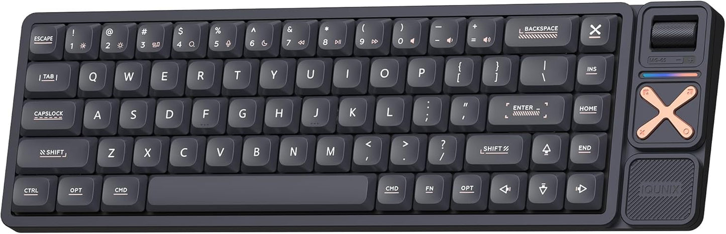 IQUNIX - Magi65 Low Profile Mechanical Keyboard Wireless 65% Keyboard Ultra Slim for Creamy Typing, Hot Swappable, RGB Backlit, PBT Keycaps, Aluminum Case, BT/2.4G/USB-C, for Mac/Windows (Shadow Black) - Serious Techies