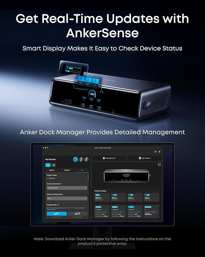 Anker - Prime Docking Station (DL7400), 14-Port Triple Display with Displaylink, 140W Max USB-C Port, Smart Display and Built-In Cooling Fan, up to 8K, for Macos and Windows, Displaylink Driver Required - Serious Techies - Serious Techies, LLC