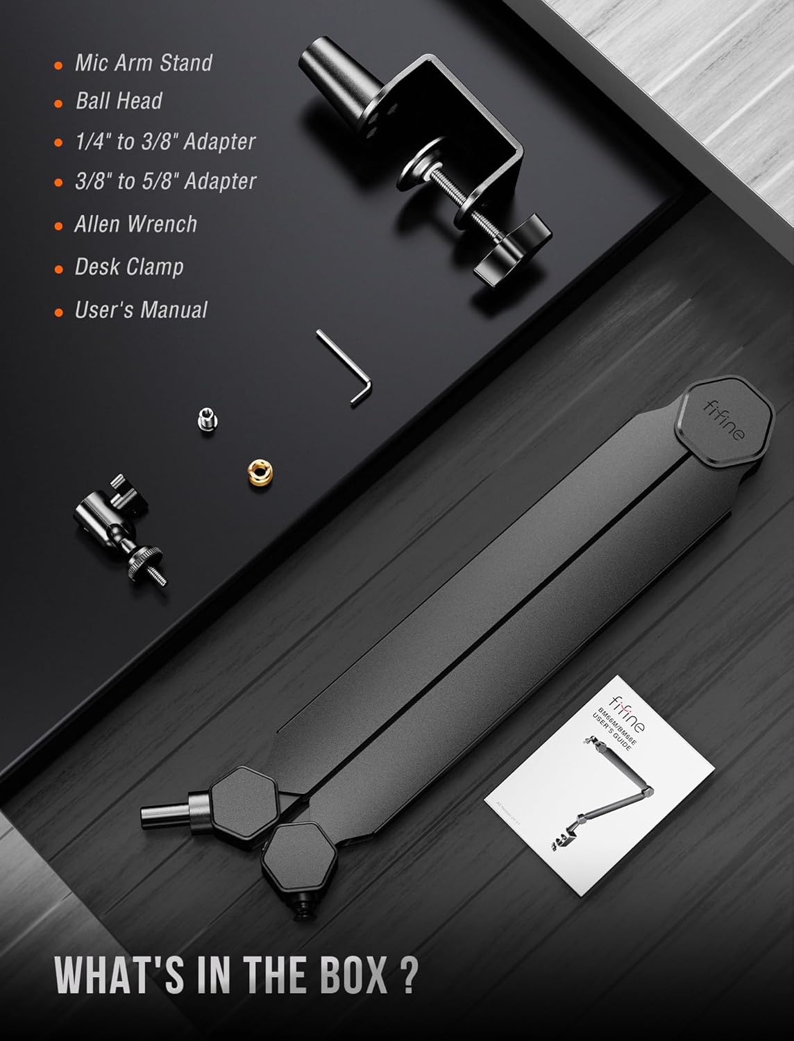 FIFINE - Mic Arm Stand, Microphone Boom Arm with Desk Clamp, Cable Channels, 3/8" to 5/8" Threads, Heavy Metal Microphone Stand for Podcast, Vocal Recording, Gaming-Bm66 Black - Serious Techies