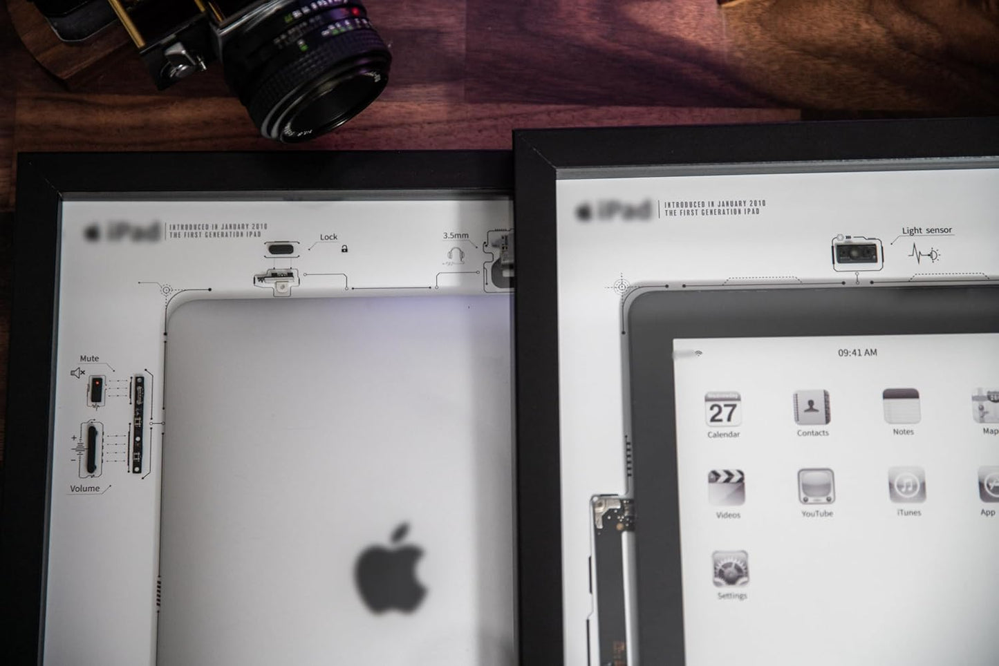 Funbox Design - Disassembled Ipad Art with Frame, Disassemble Art, Framed Ipad 1, Ipad 1 Teardown, Unique Gift, Ipad Wall Art, Frame Art - Serious Techies