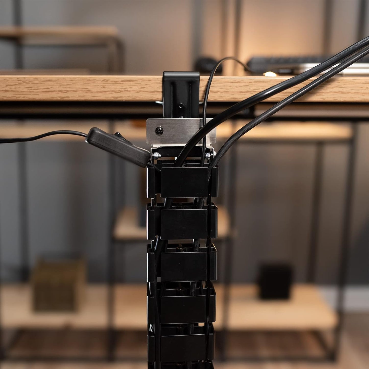 VIVO - No Drill Clamp-On Desk Vertebrae Cable Management Kit, Adjustable Quad Entry Flexible Cord Organizer for Home Office, Black, DESK-AC01P-B - Serious Techies