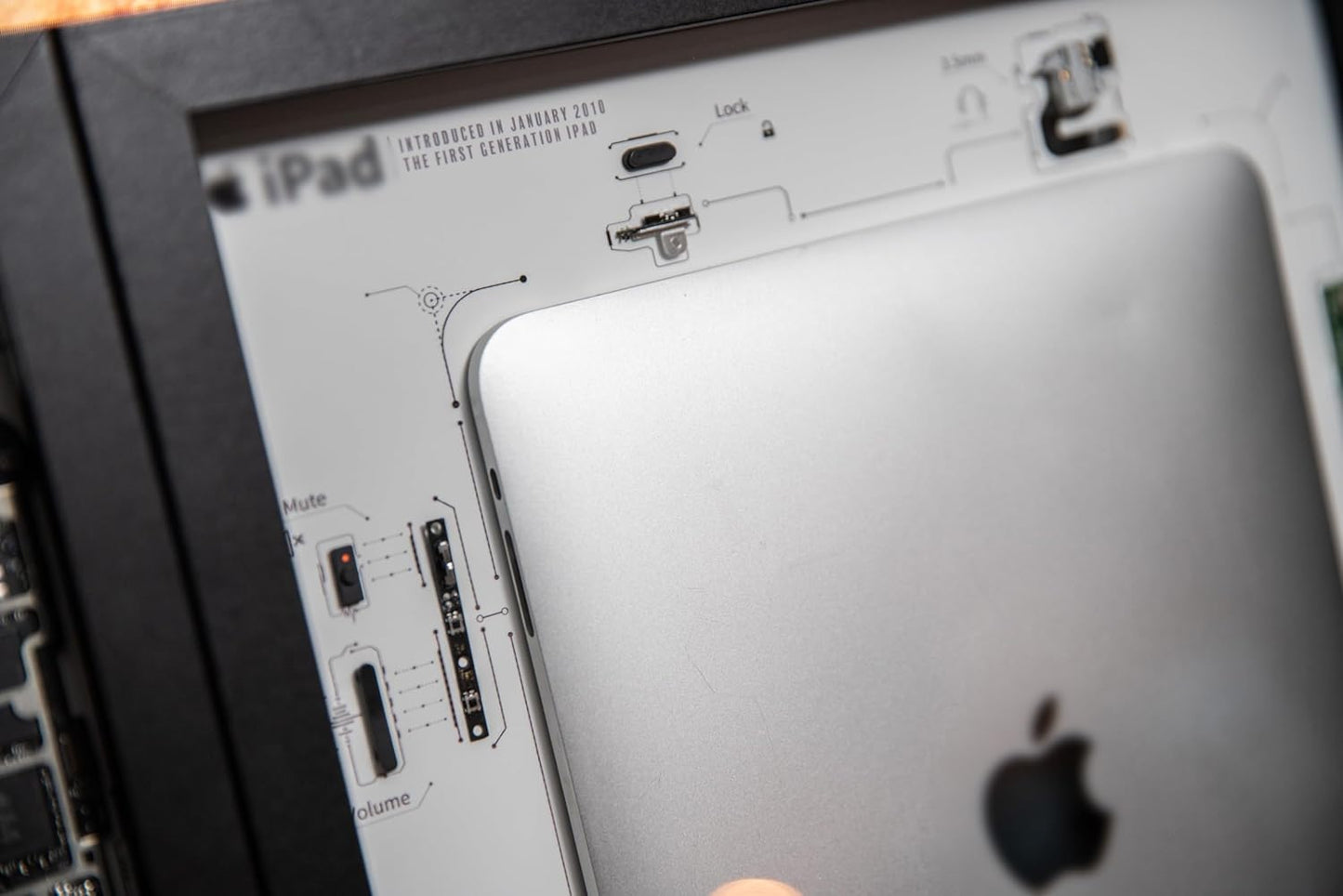 Funbox Design - Disassembled Ipad Art with Frame, Disassemble Art, Framed Ipad 1, Ipad 1 Teardown, Unique Gift, Ipad Wall Art, Frame Art - Serious Techies