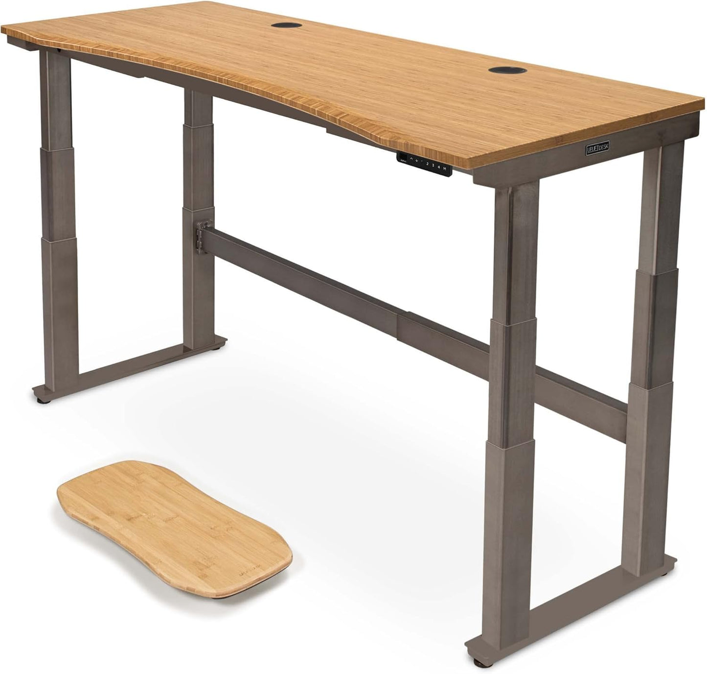 Uplift - Bamboo Curve (60 X 30 Inch) Electric Standing Desk V2-Commercial (Black) 4-Leg Adjustable Stand up Desk, Advanced Keypad, Wire Grommets, Wire Management Tray, Bamboo Rocker-X Board - Serious Techies