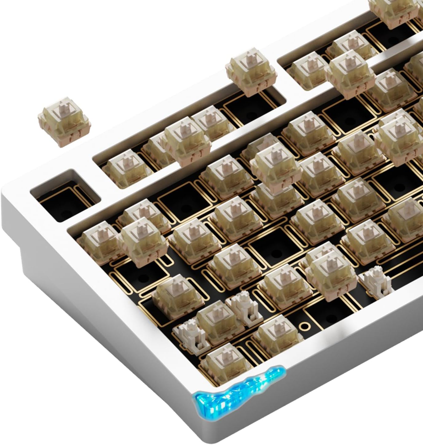Weikav - Glacier Stars75S, Wireless/Wired, Detachable USB-C, Hot Swappable, CNC Aluminum Case, RGB Lighting, Pre-Built Mechanical Keyboard (Black Anodizing, Aviator Cable) - Serious Techies