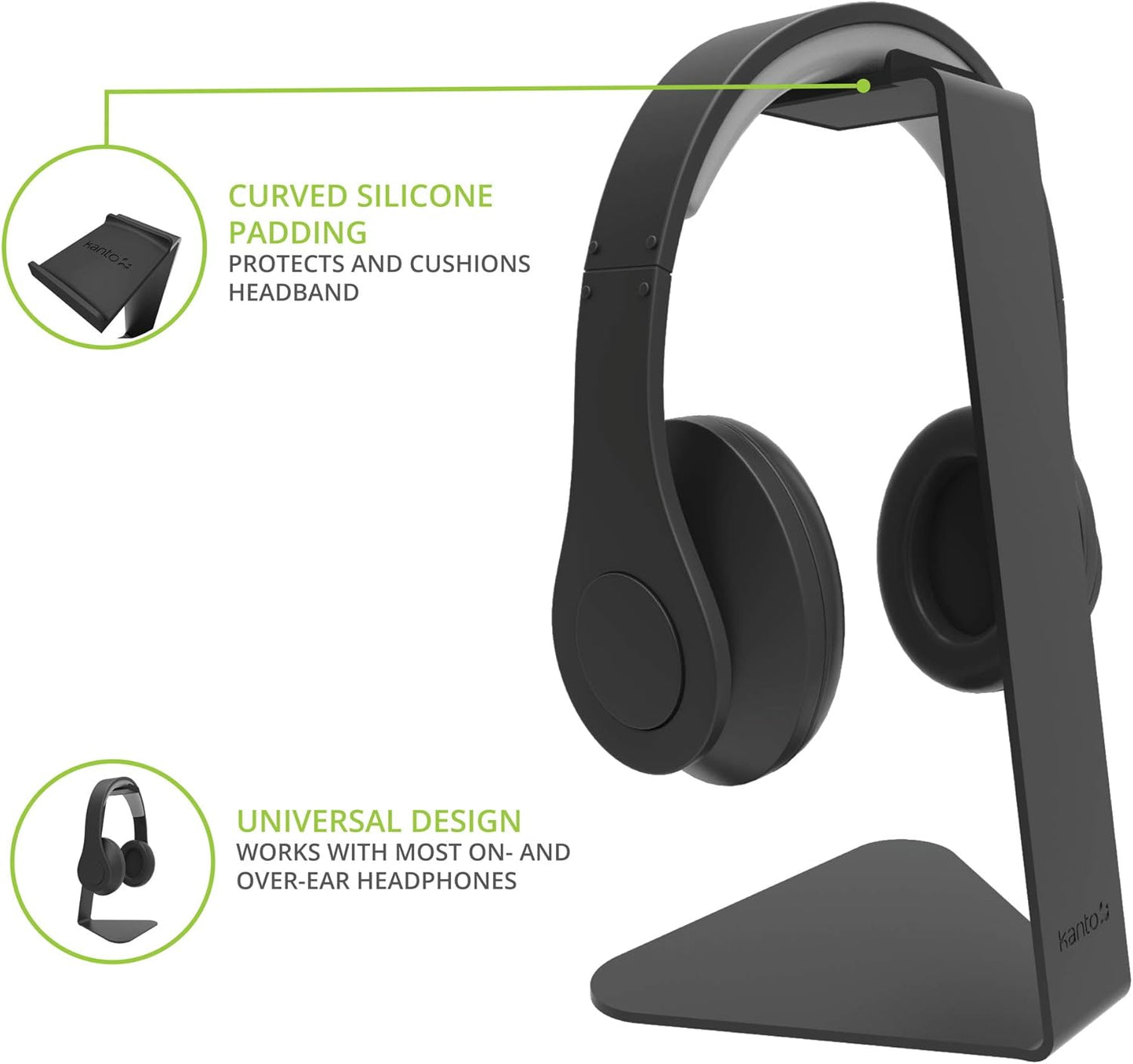 H1 Universal Headphone Stand with Curved Silicone Padding | Black