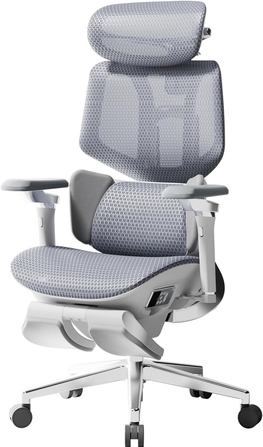X7 Smart Ergonomic Chair, Office Chair, with Fully Automated Lumbar Tracking, 4D Adjustable Headrest, 720ยฐ Adjustable Armrests, Ventilated Seat Cushion, Swivel, Grey