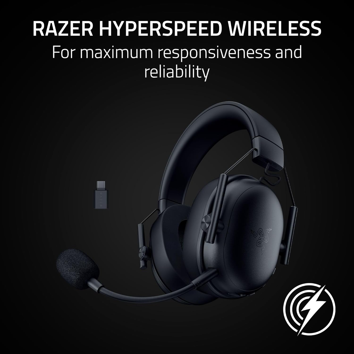 Razer - BlackShark V3 X Hyperspeed Wireless Gaming Headset for PC: 50Mm Drivers - Cardioid Mic - 2.4 Ghz, Bluetooth, USB - Works with Mac, PS5, Nintendo Switch, Smartphone - 70 Hr Battery - Black