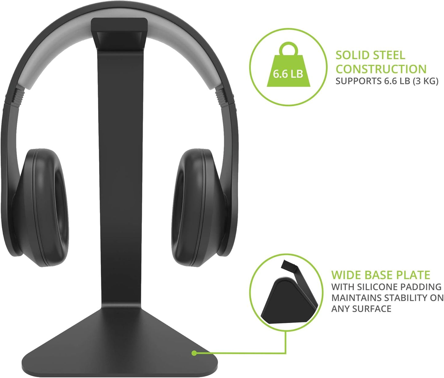 H1 Universal Headphone Stand with Curved Silicone Padding | Black