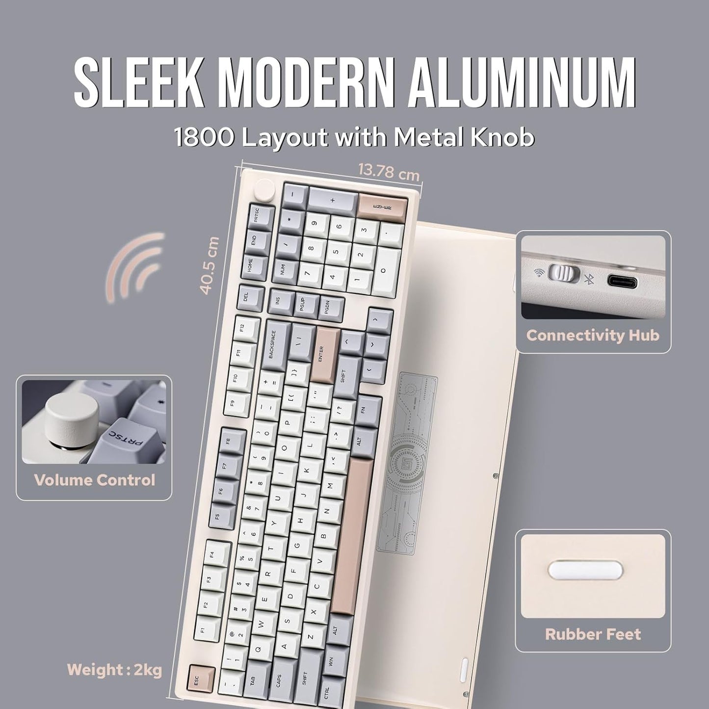 EPOMAKER - Galaxy100 QMK/VIA Wireless Gaming Keyboard, Aluminum Shell, Bluetooth/2.4Ghz/Usb-C, Pre-Lubed Hot-Swappable Linear Switches, NKRO, RGB Backlit (Creamy White, Marble White Switch) - Serious Techies