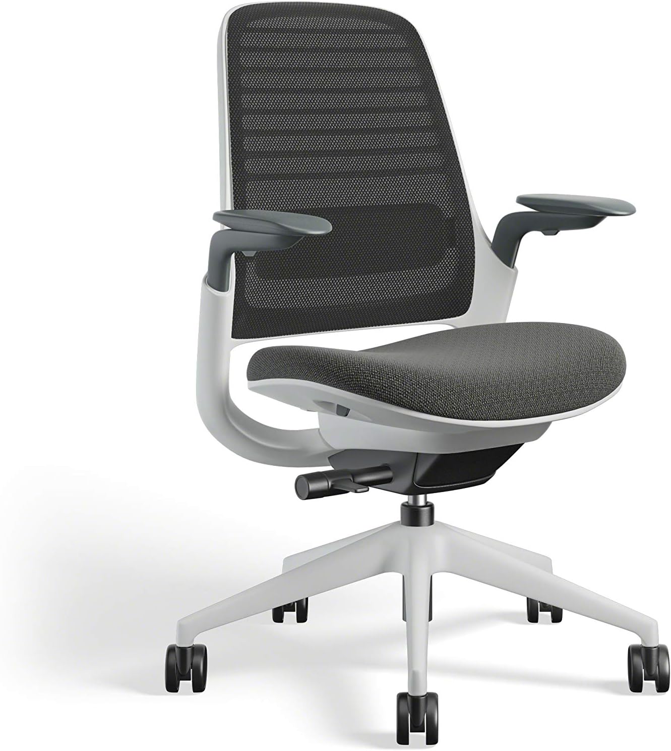 Steelcase - Series 1 Office Chair - Ergonomic Work Chair with Wheels for Carpet - Helps Support Productivity - Weight-Activated Controls, Back Supports & Arm Support - Easy Assembly - Graphite, Light - Serious Techies
