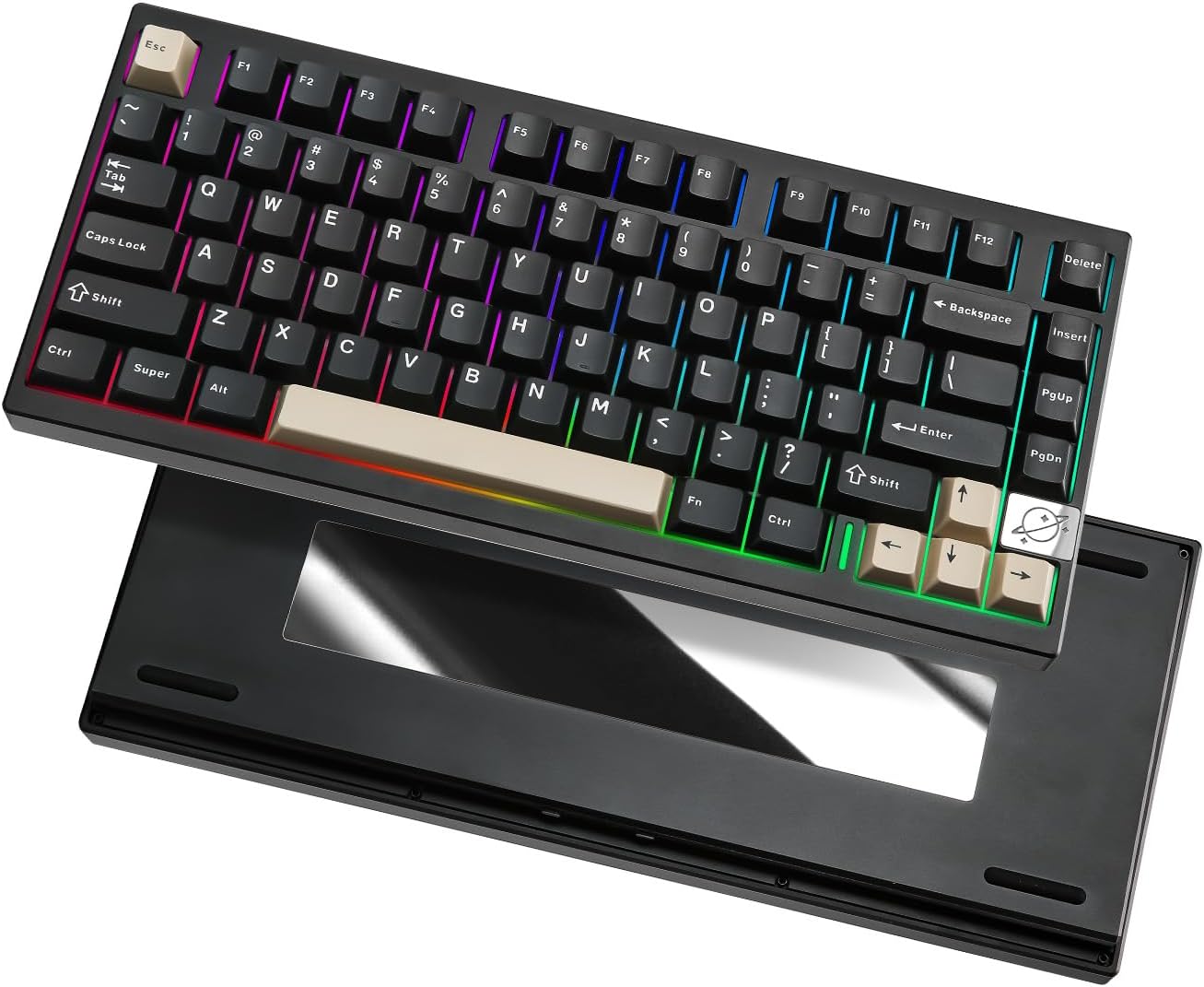 YUNZII - AL75 PRO 75% Wireless Mechanical Gaming Keyboard,Full Aluminum Cnc,Bt/2.4G/Wired,Pbt Keycaps,Gasket Mounted Hot Swap,Custom RGB Backlight, Programmable for Mac/Win (Black, Cocoa Cream V2) - Serious Techies