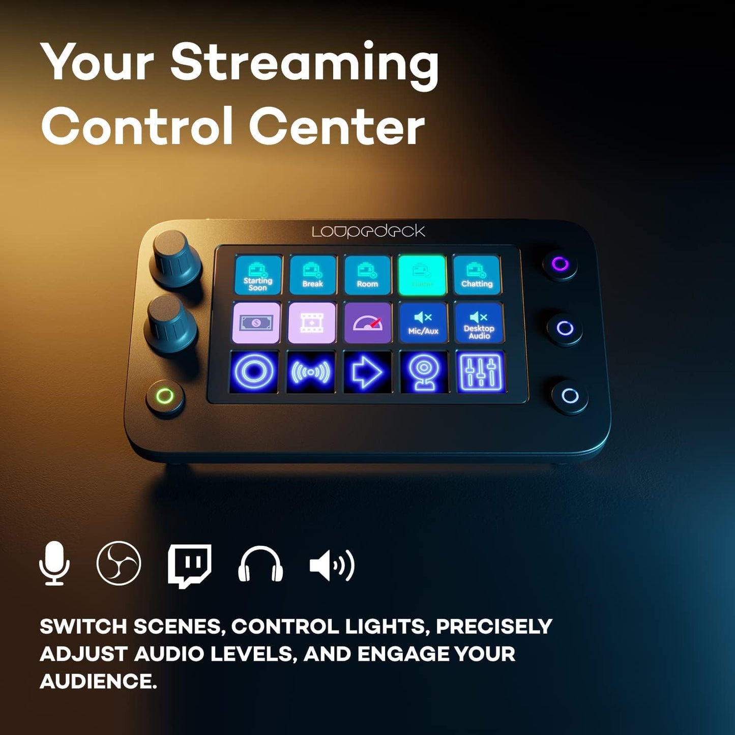 Loupedeck - Live S - the Streaming Console for Desktop Productivity, Full Stream Control and Content Creation with Customizable LED Touchscreen Buttons, Dials and RGB Buttons, Works with PC and Mac - Serious Techies