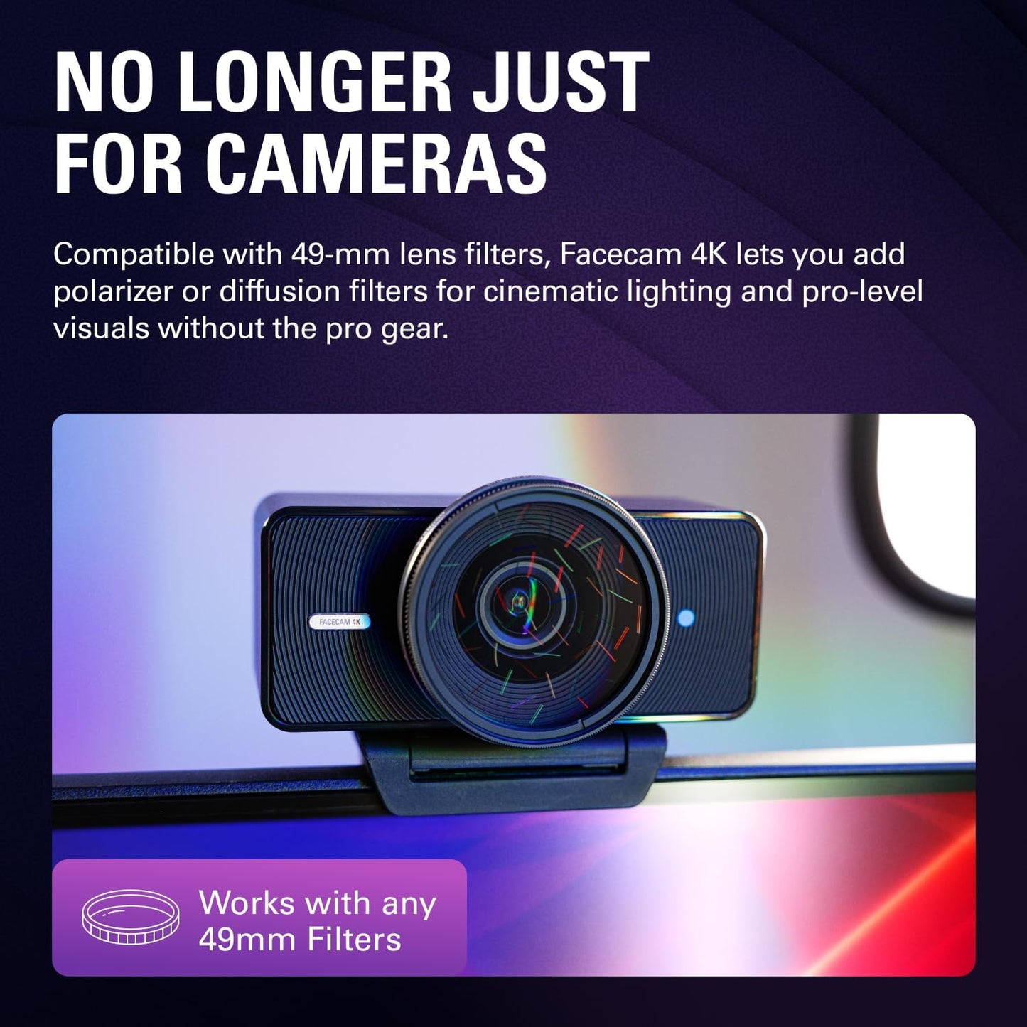 Elgato - Facecam 4K - 4K60 Studio Webcam, Dslr-Like Control, Cinematic Effects, 49Mm Lens Filters, HDR, Uncompressed Video, Optimized Focus Area | USB-C for PC & Mac - Serious Techies