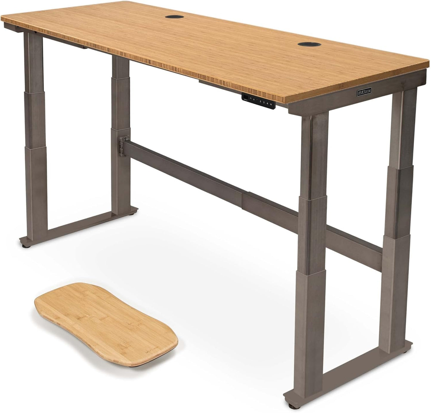 Uplift - Bamboo Curve (60 X 30 Inch) Electric Standing Desk V2-Commercial (Black) 4-Leg Adjustable Stand up Desk, Advanced Keypad, Wire Grommets, Wire Management Tray, Bamboo Rocker-X Board - Serious Techies