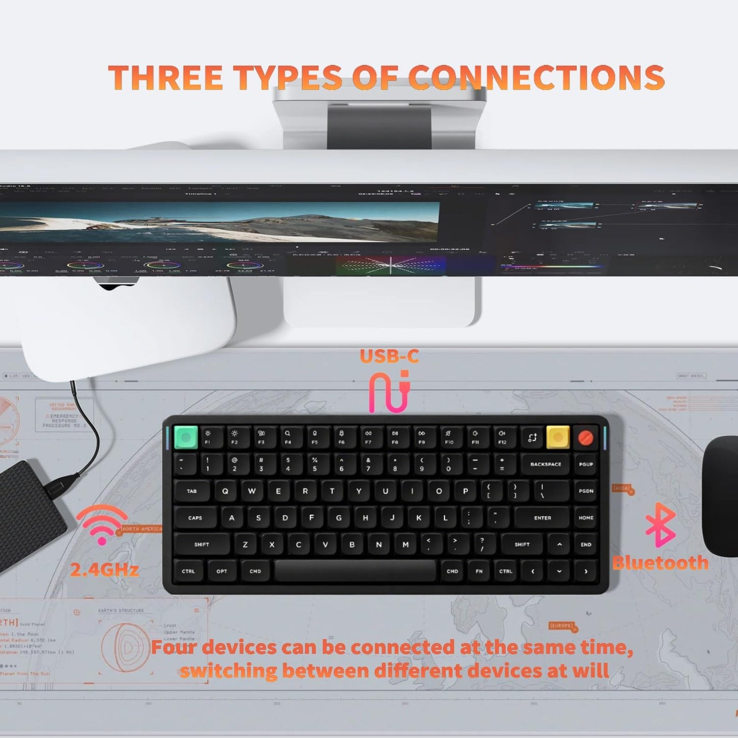 Nuphy - Air75 V3 Hot Swappable Wireless Mechanical Keyboard, 84 Keys 75% Custom Low Profile Keyboard with Knob, RGB Backlit, Gasket Mounted, Support Bluetooth/2.4Ghz/Usb-C,Blakc-Brown Nano - Serious Techies