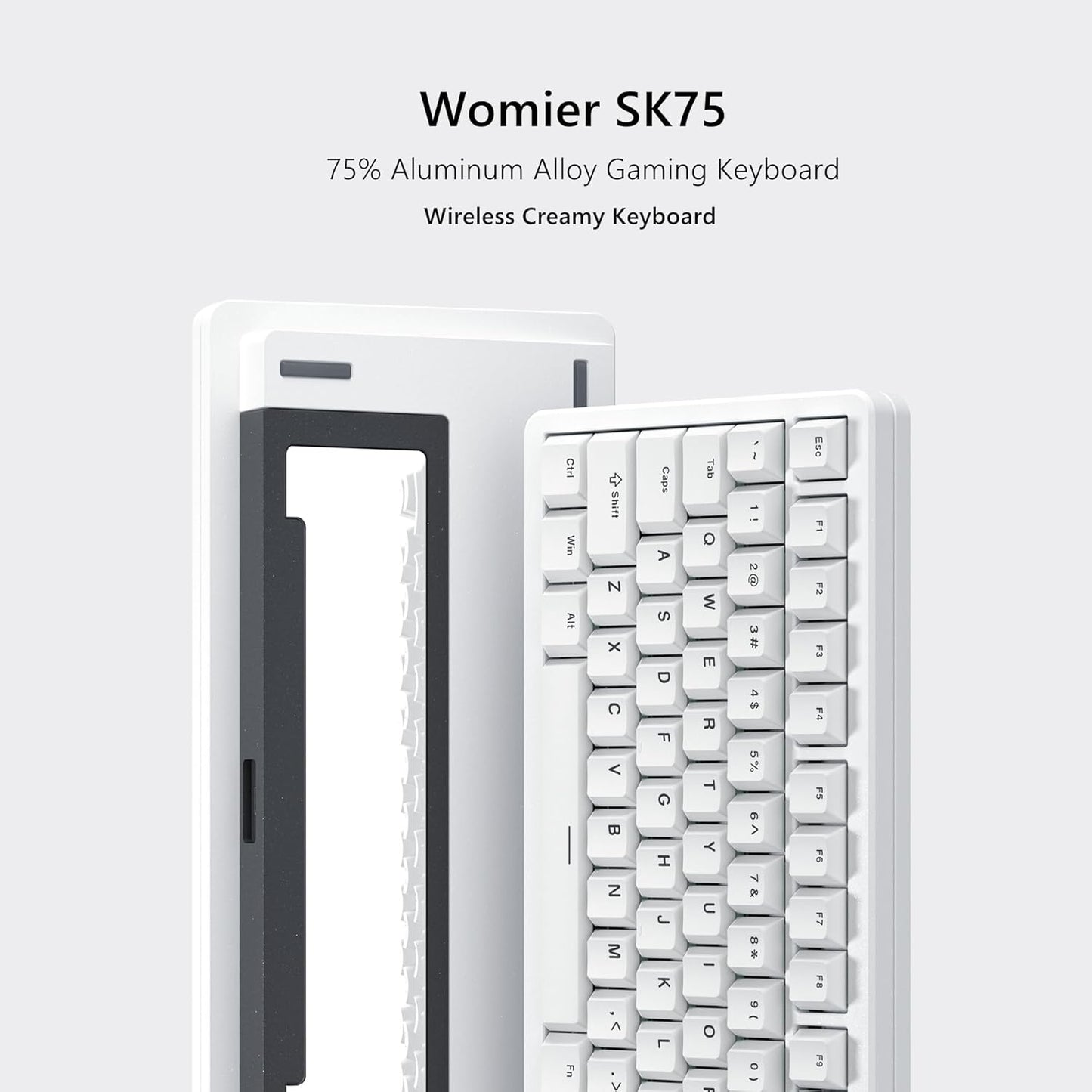 Womier - SK75 75% Keyboard with Full Aluminum Wireless Mechanical Gaming Keyboard, via Custom Pre-Lubed POM Switches RGB Creamy Gaming Key Board, 3-Modes Gasket Hot Swappable, White - Serious Techies