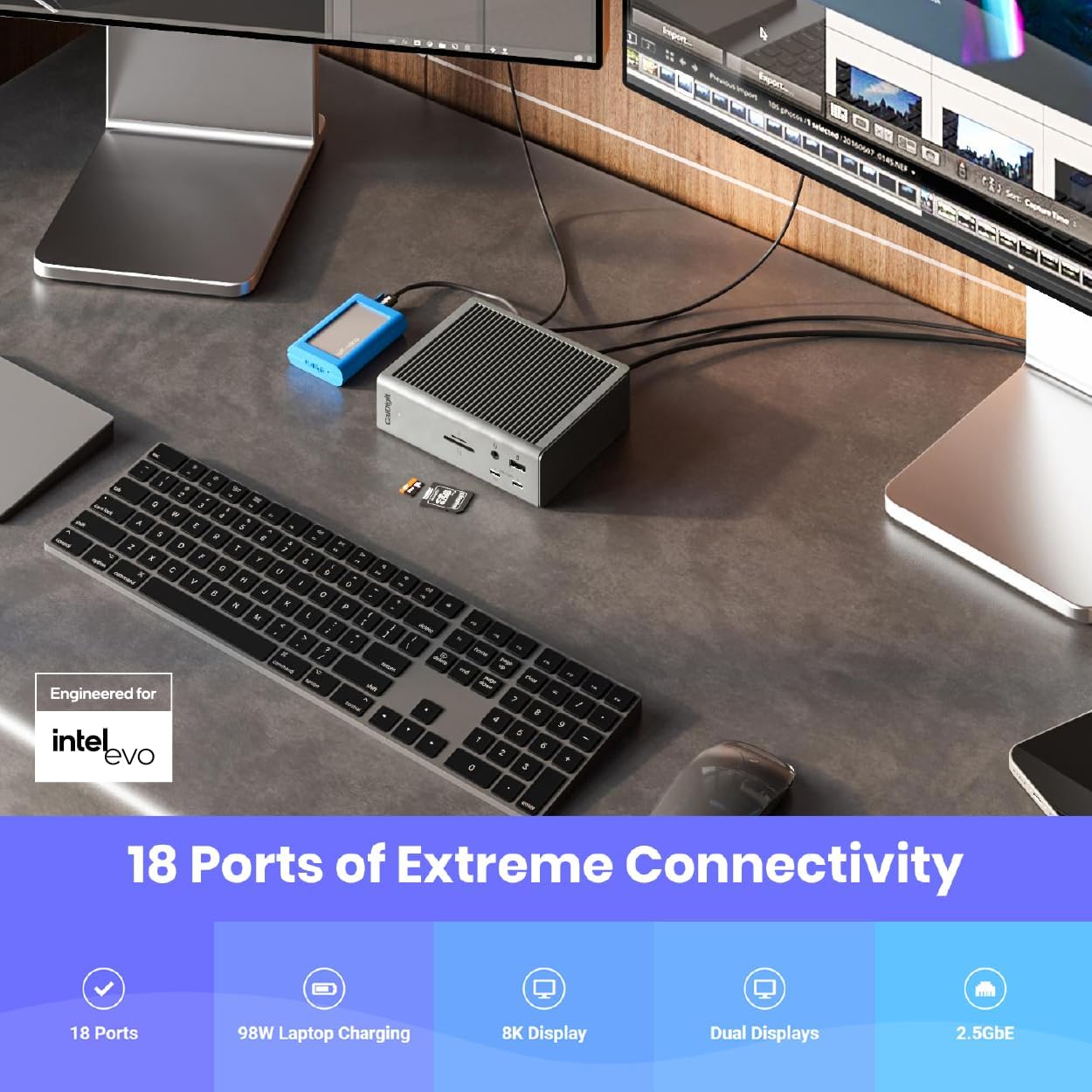 CalDigit - TS4 Thunderbolt 4 Dock - 18 Ports, 98W Charging, 40Gb/S Thunderbolt 4, USB-A/C, 2.5Gbe, 8K/6K Displays, Mac/Pc/Chrome Compatible - Serious Techies